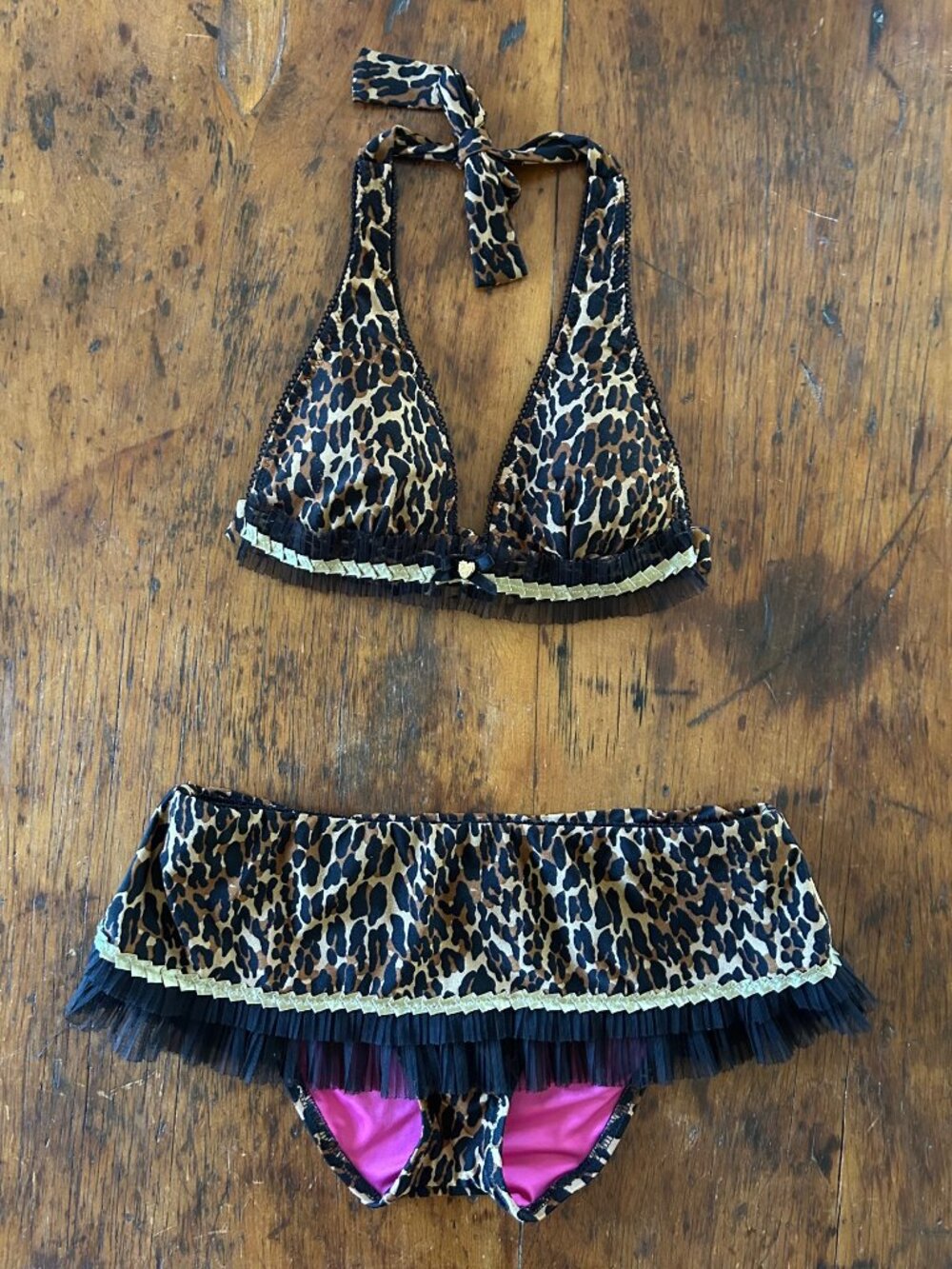 Vintage Betsey Johnson Leopard Bikini Set